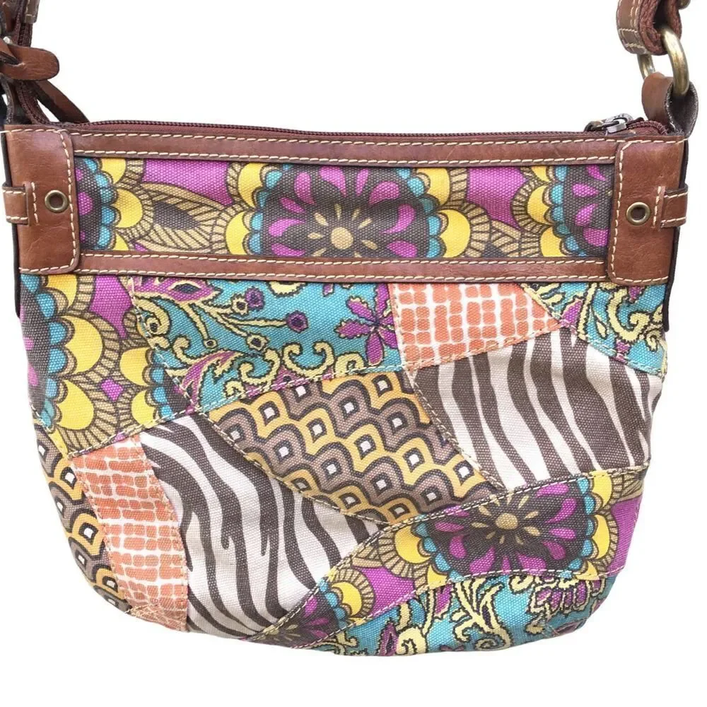 Vintage Graphic Fossil Cotton Leather Boho Hippie Bag
